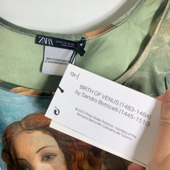 Zara Green and Orange Asymmetrical Graphic Crop Top - Picture 9 of 12